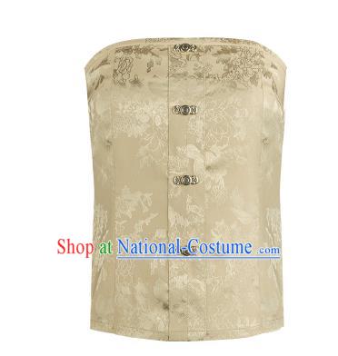 Chinese Traditional Ming Dynasty Golden Brocade Waistcoat Ancient Young Lady Garment Historical Costumes Corset Vest