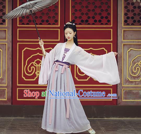 Chinese Ancient Young Lady Garment Historical Costumes Traditional Tang Dynasty Hanfu Dress