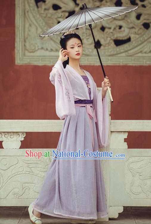 Chinese Ancient Young Lady Garment Historical Costumes Traditional Tang Dynasty Hanfu Dress