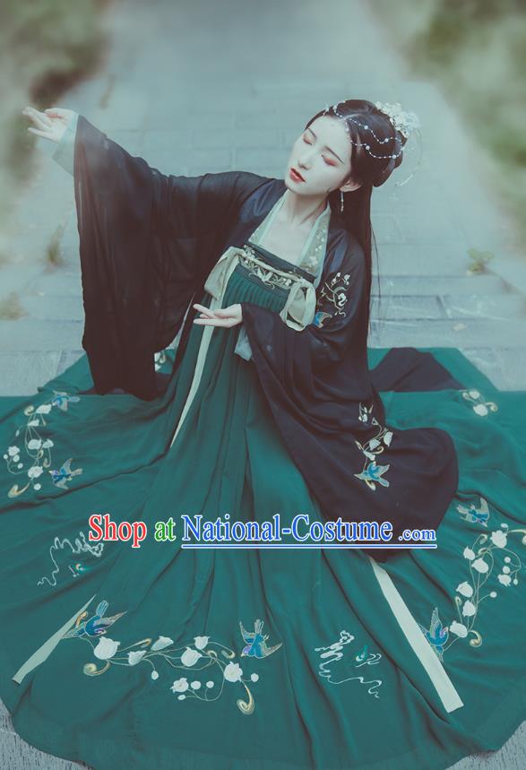 Chinese Traditional Tang Dynasty Princess Embroidered Hanfu Dress Ancient Palace Lady Garment Historical Costumes