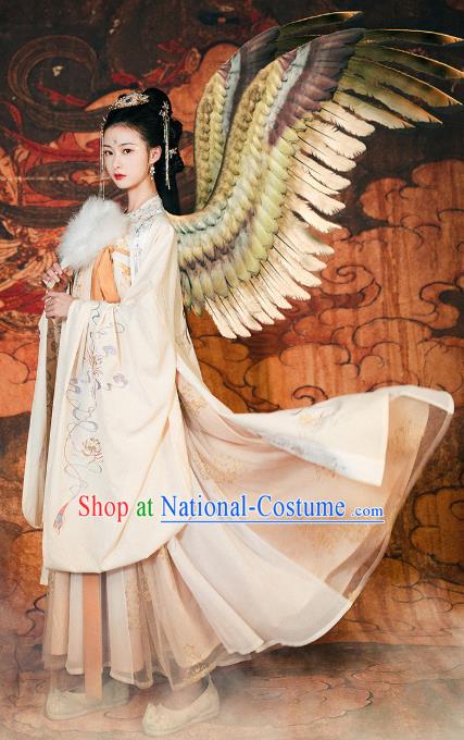 Chinese Ancient Royal Princess Historical Costumes Traditional Tang Dynasty Young Woman Embroidered Hanfu Dress