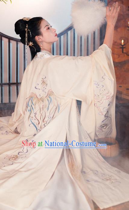 Chinese Ancient Royal Princess Historical Costumes Traditional Tang Dynasty Young Woman Embroidered Hanfu Dress