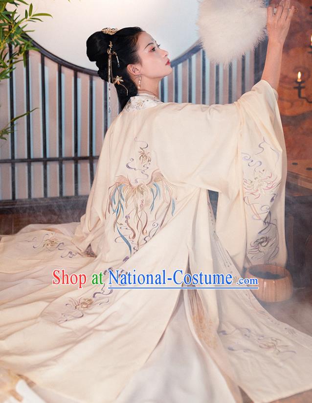 Chinese Ancient Royal Princess Historical Costumes Traditional Tang Dynasty Young Woman Embroidered Hanfu Dress