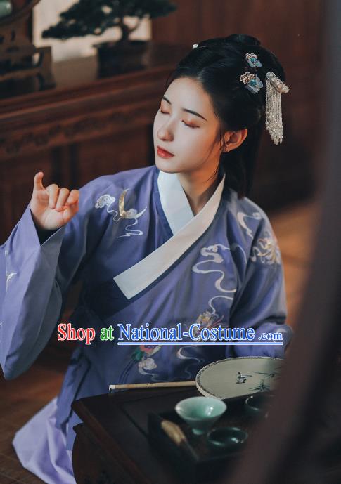 Chinese Traditional Ming Dynasty Patrician Female Hanfu Dress Ancient Princess Embroidered Blouse and Skirt Historical Costumes for Women