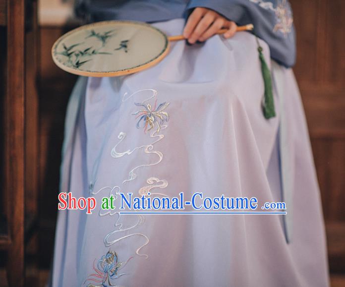 Chinese Traditional Ming Dynasty Patrician Female Hanfu Dress Ancient Princess Embroidered Blouse and Skirt Historical Costumes for Women