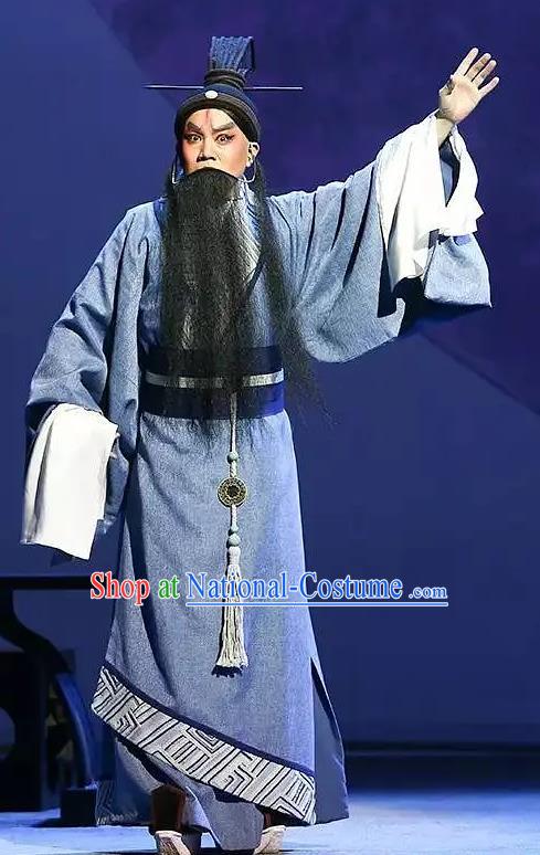 Chinese Kun Opera Elderly Male Costumes and Headwear Kunqu Opera Laosheng Garment Philosopher Confucius Apparels