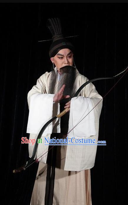 Chinese Kun Opera Old Scholar Costumes and Headwear Kunqu Opera Confucius Garment Elderly Male Philosopher Apparels