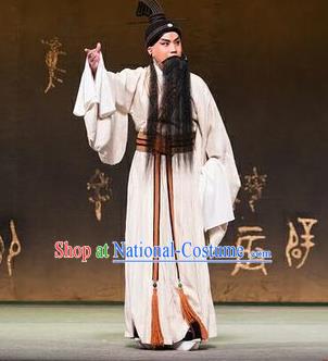 Chinese Kun Opera Old Scholar Costumes and Headwear Kunqu Opera Confucius Garment Elderly Male Philosopher Apparels