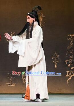 Chinese Kun Opera Old Scholar Costumes and Headwear Kunqu Opera Confucius Garment Elderly Male Philosopher Apparels