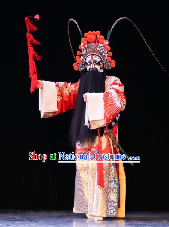 Chinese Kun Opera Laosheng Old Man Tu An Gu Costumes and Headwear Kunqu Opera Official Elderly Male Garment Apparels