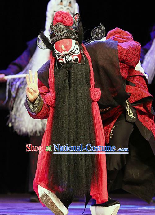 Blossoms on A Spring Moonlit Night Chinese Kun Opera Martial Male Costumes and Headwear Kunqu Opera Justice God Garment Apparels