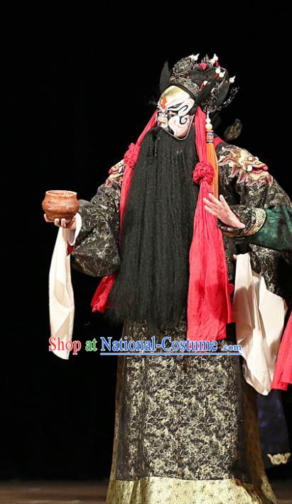 Blossoms on A Spring Moonlit Night Chinese Kun Opera Elderly Male Costumes and Headwear Kunqu Opera Laosheng Garment Apparels