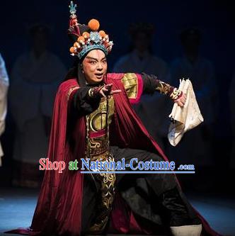 Chinese Kun Opera Chuan Shang Yin Young Male Costumes and Headwear Kunqu Opera Emperor Cao Pi Garment Apparels