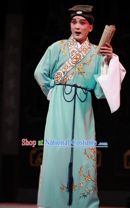 Xiu Ru Ji Chinese Kun Opera Scholar Zheng Yuanhe Costumes and Headwear Kunqu Opera Young Male Garment Xiaosheng Apparels