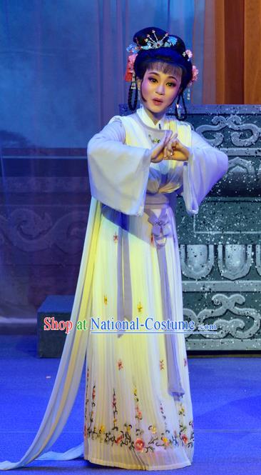 Chinese Shaoxing Opera Maidservant Pi Shan Jiu Mu Apparels Costumes Yue Opera Actress Servant Girl Dress Garment and Headpiece