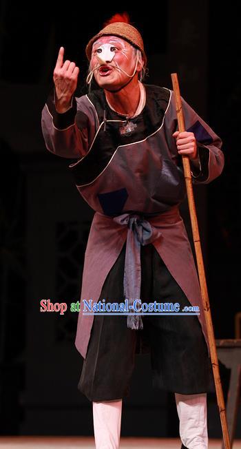 Xiu Ru Ji Chinese Kun Opera Chou Male Role Costumes and Headwear Kunqu Opera Clown Garment Apparels