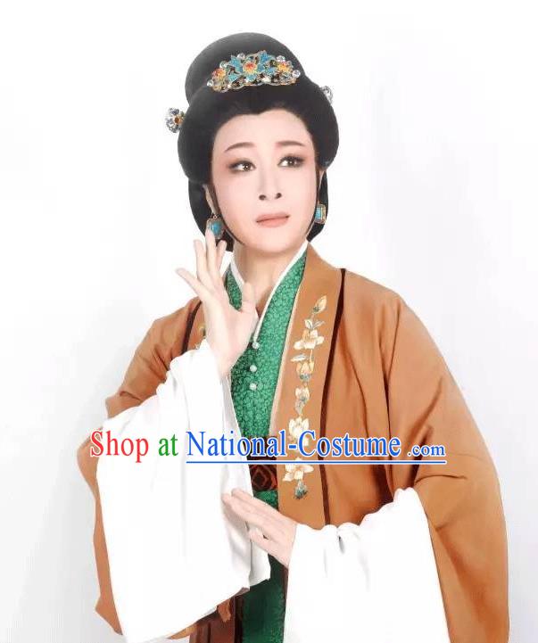 Chinese Shaoxing Opera Middle Age Female Costumes Zhang Yu Niang Apparels Yue Opera Garment Noble Dame Dress and Headwear