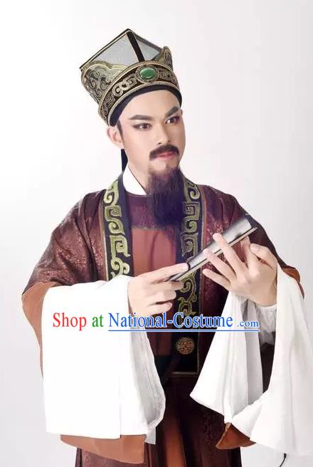 Chinese Yue Opera Landlord Apparels Zhang Yu Niang Shaoxing Opera Costumes Middle Age Male Garment and Hat