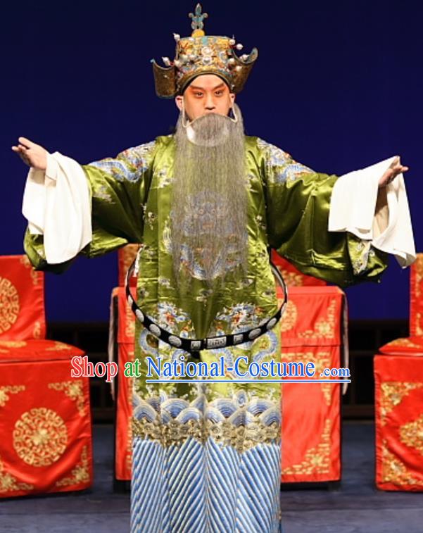 Feng Zheng Wu Chinese Kun Opera Elderly Male Apparels Costumes and Headwear Kunqu Opera Laosheng Garment Official Clothing