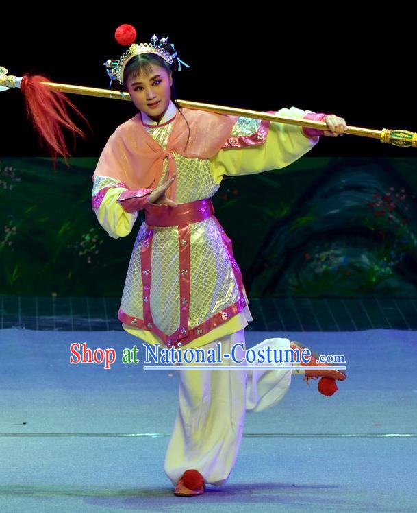 Chinese Yue Opera Wa Wa Sheng Apparels Pi Shan Jiu Mu Shaoxing Opera Costumes Young Boy Liu Chenxiang Garment and Headwear