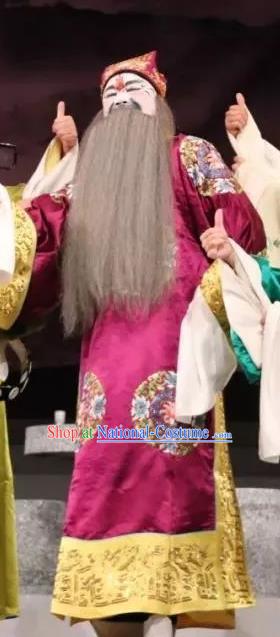 Zhu Meng Ji Chinese Kun Opera Elderly Male Costumes and Headwear Kunqu Opera Laosheng Garment Embroidered Robe Apparels