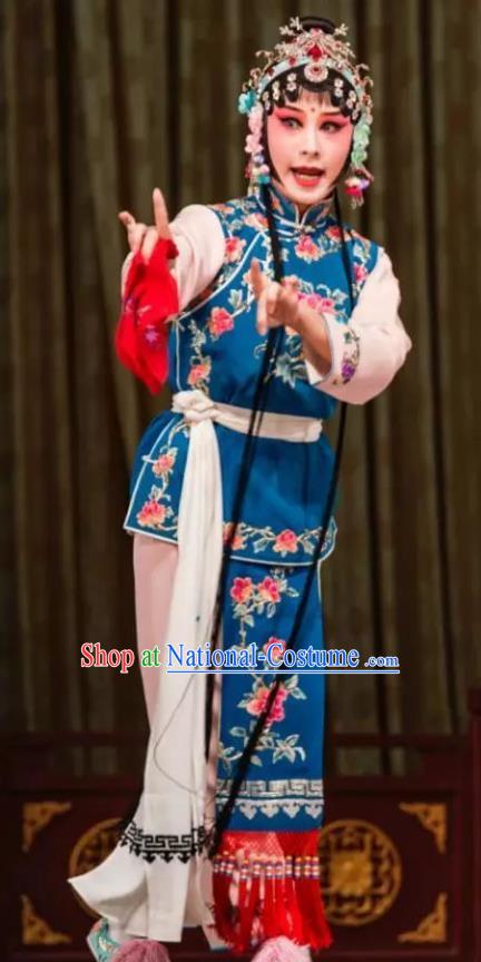 Traditional Chinese Kun Opera Xiaodan Costumes and Headdress The Legend of Hairpin Kunqu Opera Servant Girl Yun Xiang Garment Apparels