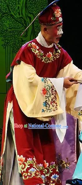 The Legend of Hairpin Chinese Kun Opera Clown Apparels Costumes and Headwear Kunqu Opera Buffoon Han Shizhong Garment Clothing