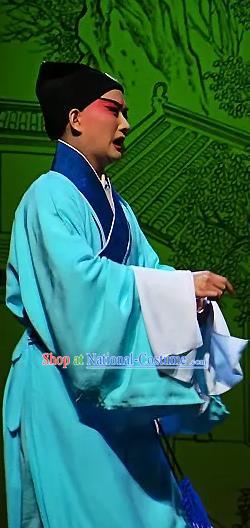 The Legend of Hairpin Chinese Kun Opera Poor Scholar Huangfu Yin Apparels Costumes and Headwear Kunqu Opera Niche Garment Young Man Blue Clothing