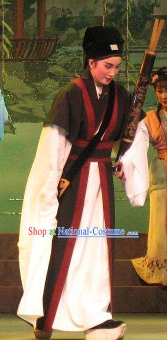 Chinese Yue Opera Poor Scholar Fang Qing Apparels The Pearl Tower Shaoxing Opera Xiao Sheng Costumes Niche Garment and Hat