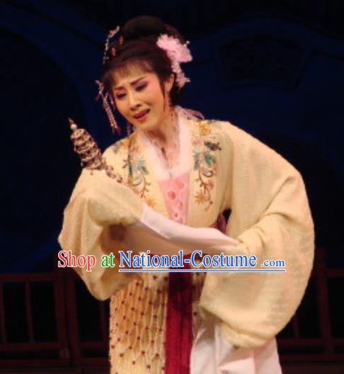 Chinese Shaoxing Opera Diva Rich Female Costumes The Pearl Tower Apparels Yue Opera Hua Tan Garment Actress Young Lady Dress and Hair Accessories