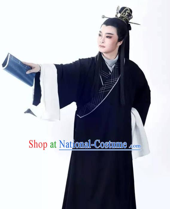 Chinese Yue Opera Xiao Sheng Apparels Zhang Yu Niang Shaoxing Opera Costumes Young Male Shen Quan Garment and Headwear