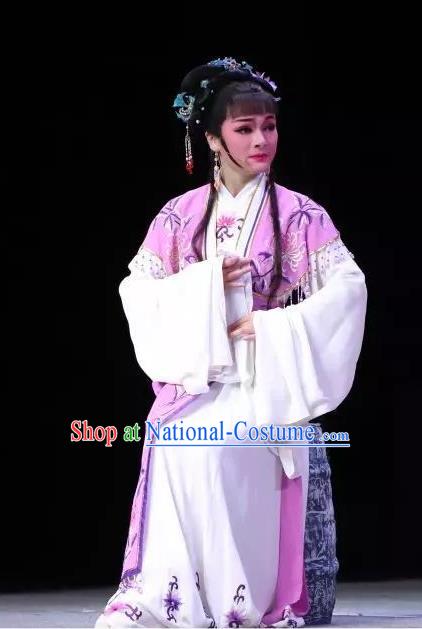 Chinese Shaoxing Opera Rich Female Costumes The Pearl Tower Apparels Yue Opera Hua Tan Garment Chen Cui E Dress and Hair Ornaments