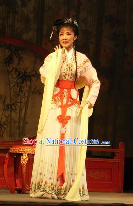 Chinese Shaoxing Opera Female Role Costumes The Pearl Tower Apparels Yue Opera Diva Garment Actress Rich Lady Dress and Hair Jewelry