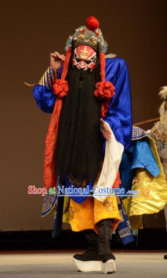 Zhong Kui Jia Mei Chinese Kun Opera God Master Apparels Costumes and Headwear Kunqu Opera Elderly Man Garment Clothing