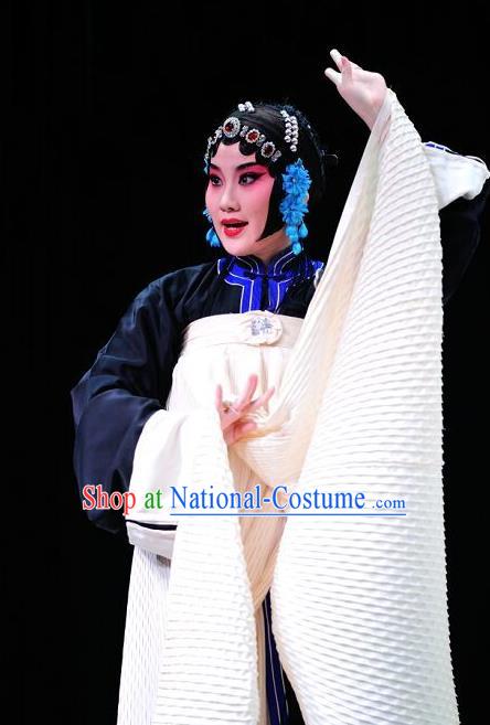 Chinese Kun Opera Young Female Costumes Apparels and Headdress The Prophetic Paintings Traditional Kunqu Opera Tsing Yi Dress Garment