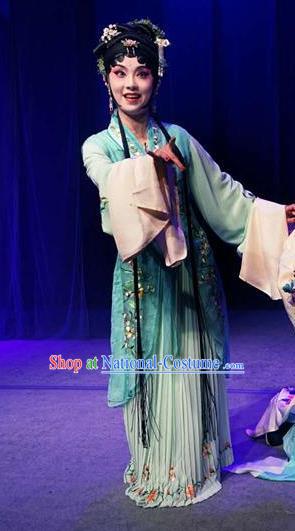 Chinese Kun Opera Young Lady Fairy Costumes Apparels and Headpieces Before The Fall Traditional Kunqu Opera Actress Luo Niang Dress Garment