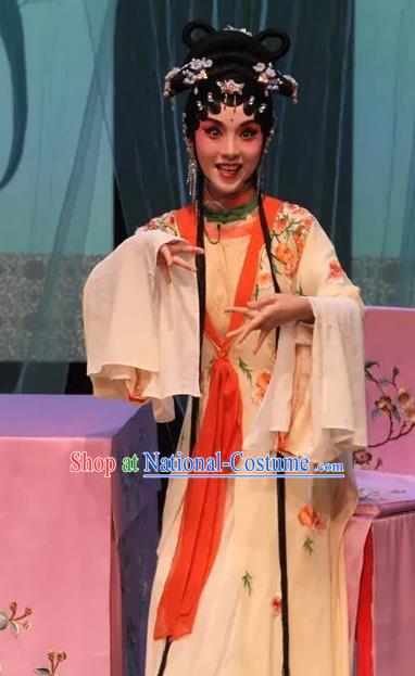 Chinese Kun Opera Diva Young Female Costumes Apparels and Headpieces Before The Fall Traditional Kunqu Opera Actress Fairy Luo Niang Dress Garment