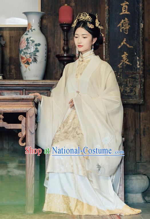 Chinese Ancient Ming Dynasty Princess Historical Costumes Traditional Royal Woman Noble Female Embroidered Hanfu Dress