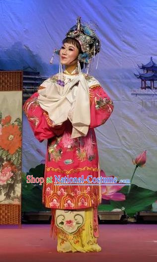 Chinese Shaoxing Opera Court Lady Dress Yue Opera Hua Tan Diva Garment Costumes The Arrogant Princess Sheng Ping Apparels and Headwear