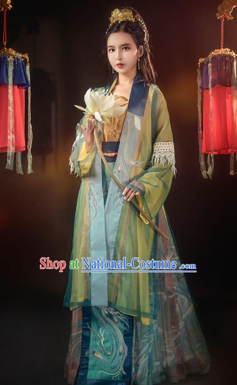 Chinese Ancient Young Lady Hanfu Dress Traditional Song Dynasty Apparels Historical Costumes Complete Set