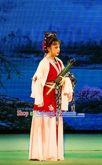 Chinese Huangmei Opera Young Lady Apparels Costumes and Headpieces Goddess Marriage Traditional Anhui Opera Dress Actress Garment