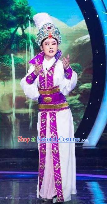 Desert Prince Chinese Shaoxing Opera Nobility Childe Garment and Hat Classical Yue Opera Xiao Sheng Luo Lan Apparels Costumes