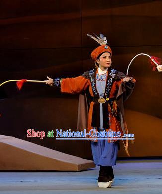 Desert Prince Chinese Shaoxing Opera Martial Male Garment and Hat Classical Yue Opera Wu Sheng Apparels Costumes