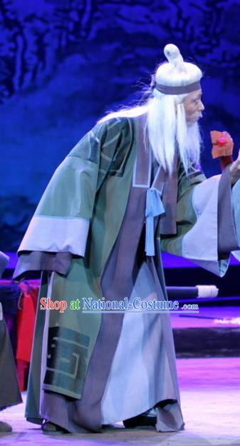 Chinese Huangmei Opera Laosheng Costumes and Headwear Li Shizhen An Hui Opera Elderly Male Apparels Clothing