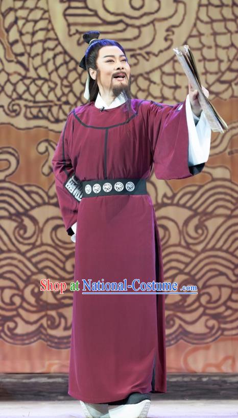 Chinese Huangmei Opera Physician Costumes and Headwear Li Shizhen An Hui Opera Middle Age Male Apparels Clothing