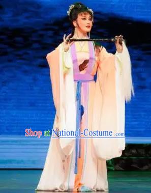 Chinese Huangmei Opera Actress Young Female Apparels Costumes and Headpieces Taibai Drunk Traditional Anhui Opera Dress Taoist Nun Garment