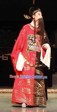 Yu Tian Xian Chinese Huangmei Opera Laosheng Costumes and Headwear An Hui Opera Apparels Official Embroidered Robe Clothing