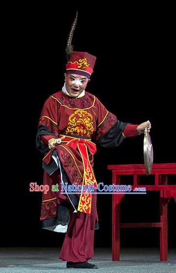 Luo Pa Ji Chinese Huangmei Opera Clown Male Costumes and Headwear An Hui Opera Chou Role Apparels Clothing