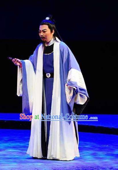 Chinese Huangmei Opera Poet Su Dongpo Costumes and Headwear An Hui Opera Laosheng Apparels Elderly Man Clothing