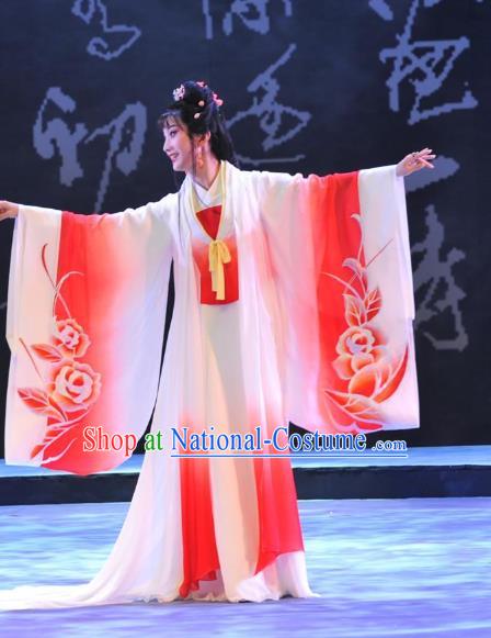 Chinese Huangmei Opera Young Female Hua Tan Garment Costumes and Headpieces Su Dongpo Traditional Anhui Opera Diva Dress Apparels